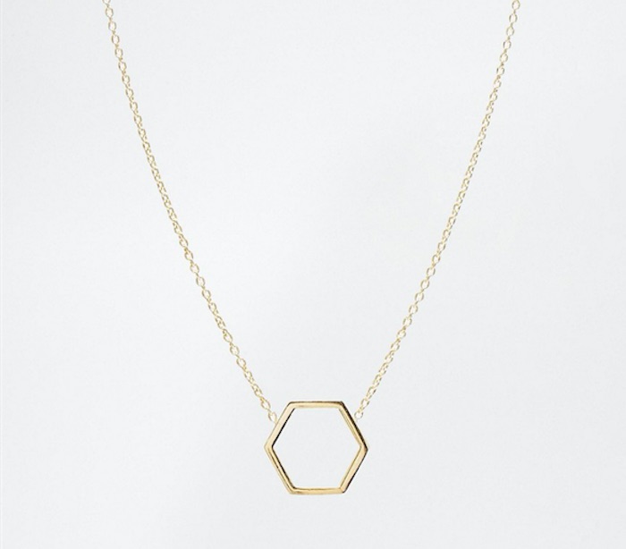ASOS Gold Plated Sterling Silver Open Hexagon Necklace